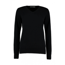 Kustom Kit Női hosszú ujjú kötött felső Kustom Kit Women&#039;s Classic Fit Arundel Sweater XL, Fekete női pulóver, kardigán