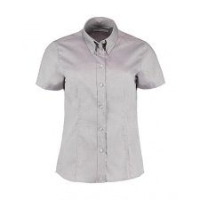 Kustom Kit Női rövid ujjú blúz Kustom Kit Women&#039;s Tailored Fit Premium Oxford Shirt SSL 2XL, Ezüstszürke blúz
