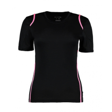 Kustom Kit Női rövid ujjú póló Kustom Kit Women's Regular Fit Cooltex Contrast Tee XL, Fekete/Fluorescent Rózsaszín
