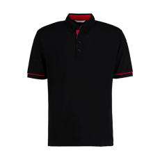 Kustom Kit Uniszex rövid ujjú galléros póló Kustom Kit Classic Fit Button Down Contrast Polo Shirt M, Fekete/Piros