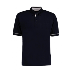 Kustom Kit Uniszex rövid ujjú galléros póló Kustom Kit Classic Fit Button Down Contrast Polo Shirt S, Sötétkék navy/fehér