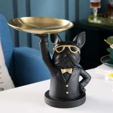  Kutya alakú dekoratív szobor Fekete fenti tálca dekoráció