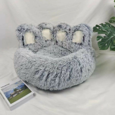 Kutya és macskaágy fekhely Mancsnyom alakú szőrmés fekhely Szürke 60cm szállítóbox, fekhely kutyáknak