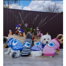  Kutyaruha - Cuki, csíkos kutyatrikó szemekkel - többféle színben - XS - lila kutyaruha