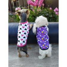  Kutyaruha - Cuki trikó szivecskés mintával - többféle színben - M - fehér/fekete szegély kutyaruha