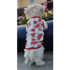  Kutyaruha - Fehér pamut trikó dinnye mintával - XS kutyaruha