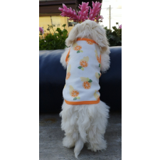  Kutyaruha - Fehér pamut trikó narancs mintával - M kutyaruha