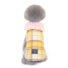  Kutyaruha - kutyakabát - kutyamellény, bundás, meleg- sárga/fehér - M - sárga/fehér kutyaruha