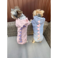  Kutyaruha - Kutyapulóver - Kutyapulcsi - dínós- kapucnis - kettő szinben - L - rózsaszín kutyaruha