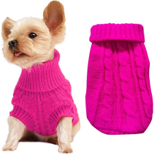  Kutyaruha - Kutyapulóver - kutyapulcsi, Kötött Garbós - meleg - sötétrózsaszín - XS - sötét rózsaszín kutyaruha