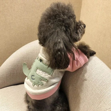  Kutyaruha - Kutyapulóver - Kutyapulcsi - Krokodil mintás - kétféle színben - XL - szürke-rózsaszín / zöld krokodillal kutyaruha