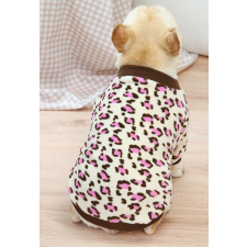  Kutyaruha - Kutyapulóver - Kutyapulcsi - Leopárd mintás plüss pulóver - Rózsaszín - S kutyaruha