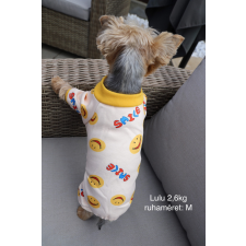  Kutyaruha - Meleg, overál vagy overall kezeslábas kutyaruha sárga, smiley-s mintával - 2XL kutyaruha