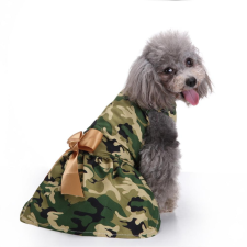  Kutyaruha - Nyári, könnyű, terepmintás kutyaruha, arany színű masnival - L kutyaruha