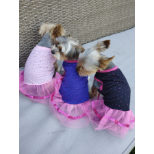  Kutyaruha - Strasszköves felsőrésszel és tüllszoknyával - princess ruha - három színben - M - rózsaszín kutyaruha