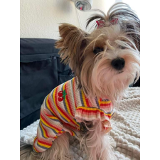  Kutyaruha - Színes, csíkos póló cseresznye mintával - kétféle színben! 	 	 	 	 	 	 	 	 	 	 	 - XL - rózsaszín kutyaruha