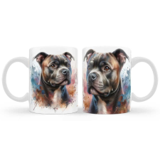 Kutyás bögre, Staffordshire Terrier, barna bögrék, csészék