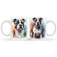 Kutyás bögre, Staffordshire Terrier, trikolor bögrék, csészék