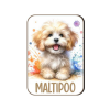  Kutyás fa hűtőmágnes, Maltipoo, világos
