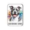  Kutyás fa hűtőmágnes, Staffordshire Terrier, szürke-fehér