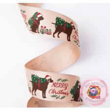  KUTYÁS KARÁCSONYI SZALAG &quot;MERRY CHRISTMAS&quot; FELIRATTAL, szalag, masni