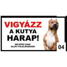  Kutyatábla - fém (amstaff vágott füllel) 20x40cm kutyafelszerelés