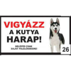  Kutyatábla - fém (husky) 20x40cm
