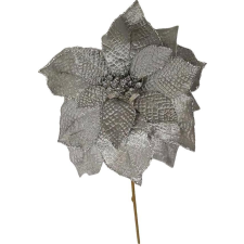 Kvet MagicHome Vianoce, Poinssetia, strieborná, stonka, veľkosÅ¥ kvetu: 35 cm karácsonyi dekoráció