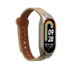 kwmobile szíj Xiaomi Mi Band 8-hoz, bézs/barna, természetes bőr, KWM0000252F002C okosóra kellék