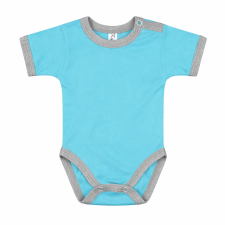 Kynga ciánkék-melírszürke rövid ujjú koraszülött baba body 50 kombidressz, body