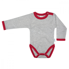 Kynga melírszürke-piros hosszú ujjú baba body 80 kombidressz, body