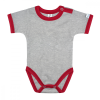 Kynga melírszürke-piros rövid ujjú koraszülött baba body 56