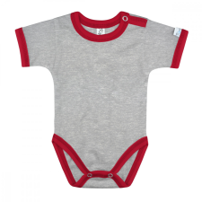 Kynga melírszürke-piros rövid ujjú koraszülött baba body 56 kombidressz, body