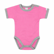 Kynga sötét rózsaszín-melírszürke rövid ujjú koraszülött baba body 44 kombidressz, body