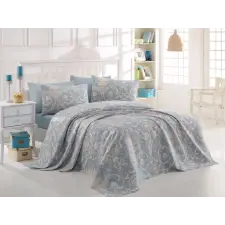  L'essentiel Maison Double Pique Set Blue White Tuval - Blue lakástextília