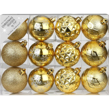 LAALU 12 db-os dekoráció készlet: 6 cm-es arany gömbdíszek keveréke karácsonyfadísz