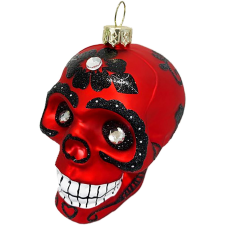  LAALU Dísz koponya dekorációval piros 9 cm (LAU-1416) karácsonyi dekoráció