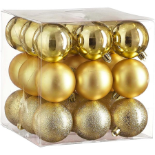 LAALU díszkészlet: kerek arany mix 6 cm, 27 db karácsonyfadísz