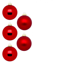 LAALU díszkészlet: piros matt/fényes díszek 8 cm, 12 db karácsonyfadísz