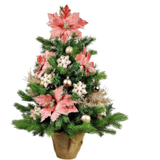 LAALU karácsonyfa LED fényekkel díszítve - Hópelyhek, 25 dísz, 60 cm műfenyő
