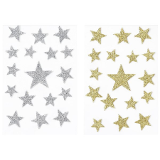 LAALU karácsonyi dekoráció - ablakmatricák, csillagok 15 cm, 2 darab, ezüst/arany karácsonyi ablakdekoráció