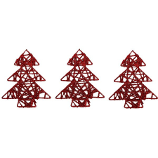 LAALU Karácsonyi dísz - fenyőfa, piros, 10 cm, 3 db karácsonyfadísz