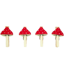 LAALU Karácsonyi dísz - gomba, csíptetős, 4 db karácsonyfadísz