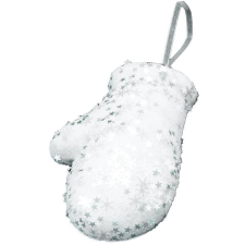 LAALU Karácsonyi dísz - kesztyű, fehér csillámos, 10 cm karácsonyfadísz
