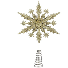 LAALU Špička na vánoční stromeček vločka zlatá plast 23 cm karácsonyfadísz