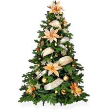 LAALU Vánoční stromek zdobený - ZLATÝ TŘPYT II, 142 ks ozdob, 240 cm műfenyő