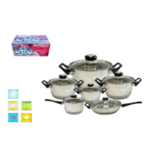  Lábas Szett Inox 12 Részes Magenta (6 Lábas + 6 Fedő) edény