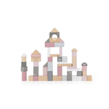 Label Label Label-Label 50 darabos rózsaszín építőkocka készlet - Fa építőkockák fajáték