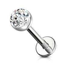 Labret kristály kövekkel (ezüst színű, crystal kövekkel) testékszer