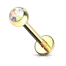  Labret mini kristállyal (arany színű, crystal ab kővel) testékszer